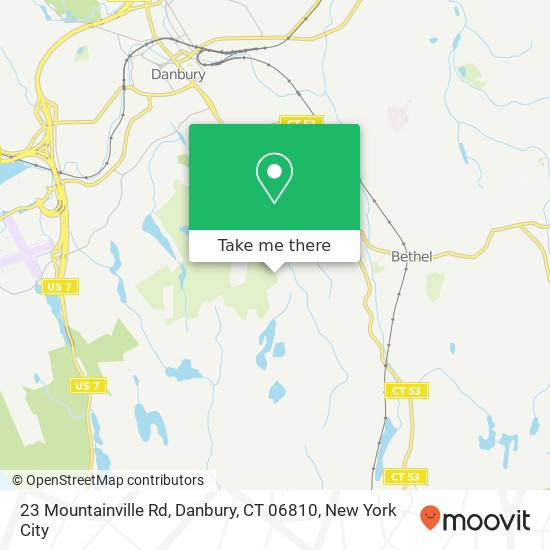 Mapa de 23 Mountainville Rd, Danbury, CT 06810