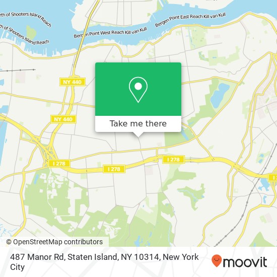 Mapa de 487 Manor Rd, Staten Island, NY 10314