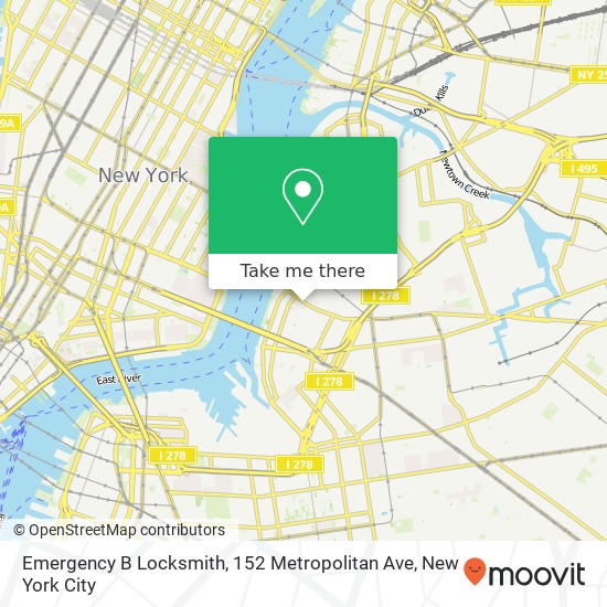 Mapa de Emergency B Locksmith, 152 Metropolitan Ave