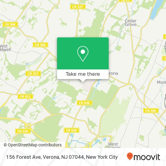 Mapa de 156 Forest Ave, Verona, NJ 07044