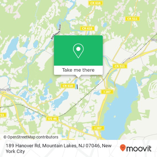 Mapa de 189 Hanover Rd, Mountain Lakes, NJ 07046