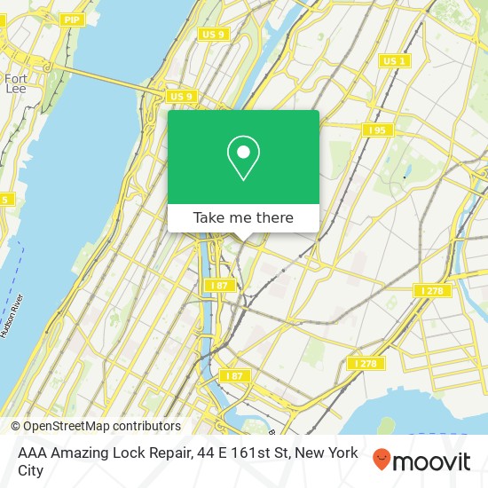 Mapa de AAA Amazing Lock Repair, 44 E 161st St