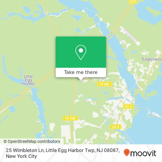 Mapa de 25 Wimbleton Ln, Little Egg Harbor Twp, NJ 08087