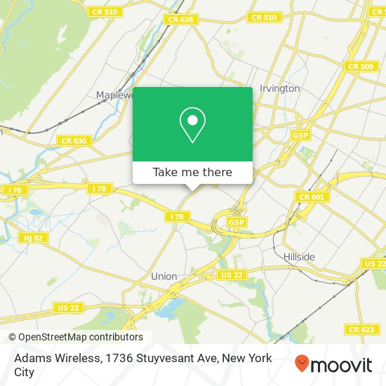 Adams Wireless, 1736 Stuyvesant Ave map