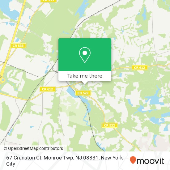 Mapa de 67 Cranston Ct, Monroe Twp, NJ 08831