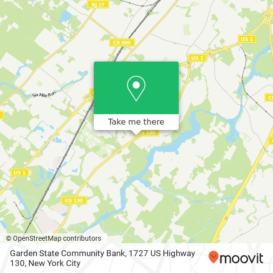 Mapa de Garden State Community Bank, 1727 US Highway 130