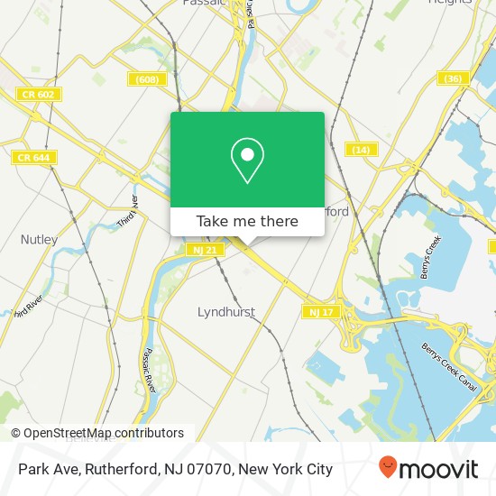 Mapa de Park Ave, Rutherford, NJ 07070