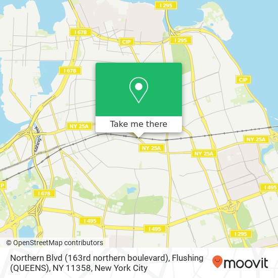 Mapa de Northern Blvd (163rd northern boulevard), Flushing (QUEENS), NY 11358