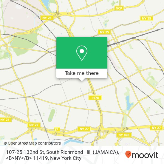 Mapa de 107-25 132nd St, South Richmond Hill (JAMAICA), <B>NY< / B> 11419
