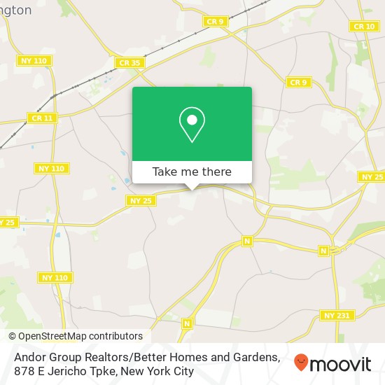 Mapa de Andor Group Realtors / Better Homes and Gardens, 878 E Jericho Tpke