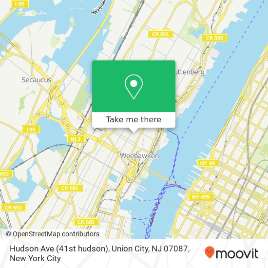 Mapa de Hudson Ave (41st hudson), Union City, NJ 07087