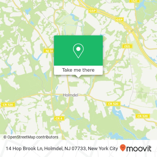 Mapa de 14 Hop Brook Ln, Holmdel, NJ 07733