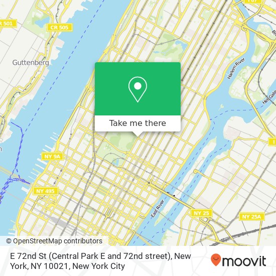 Mapa de E 72nd St (Central Park E and 72nd street), New York, NY 10021