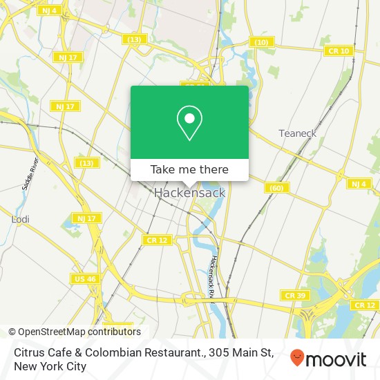 Mapa de Citrus Cafe & Colombian Restaurant., 305 Main St