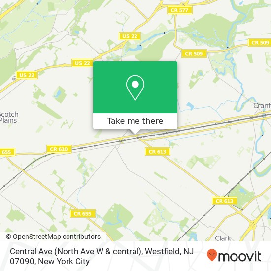Central Ave (North Ave W & central), Westfield, NJ 07090 map