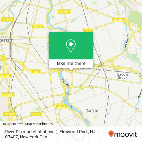 Mapa de River Dr (market st at river), Elmwood Park, NJ 07407