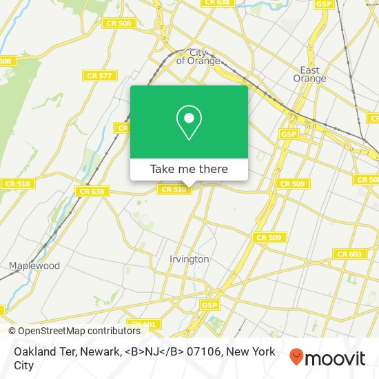 Mapa de Oakland Ter, Newark, <B>NJ< / B> 07106