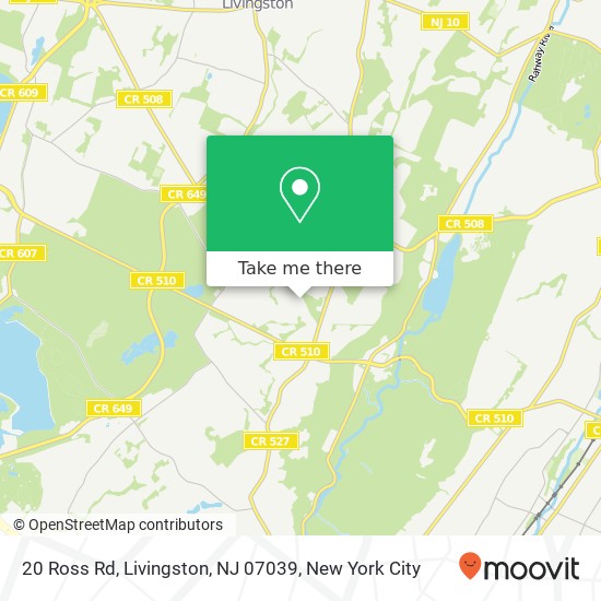 Mapa de 20 Ross Rd, Livingston, NJ 07039