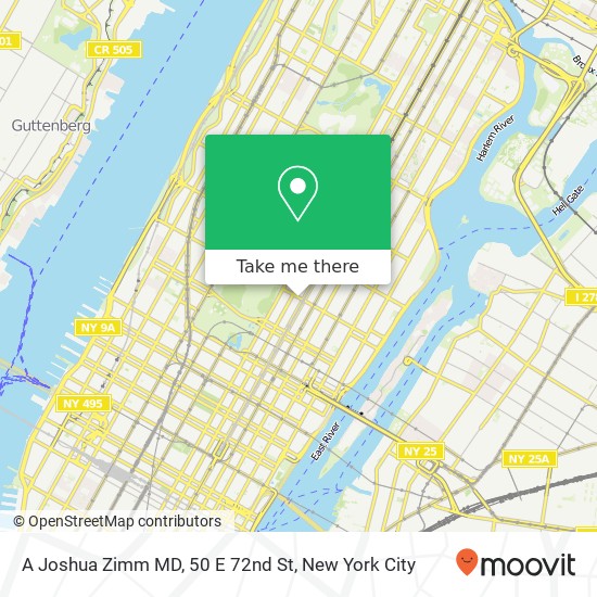 A Joshua Zimm MD, 50 E 72nd St map
