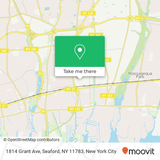 Mapa de 1814 Grant Ave, Seaford, NY 11783