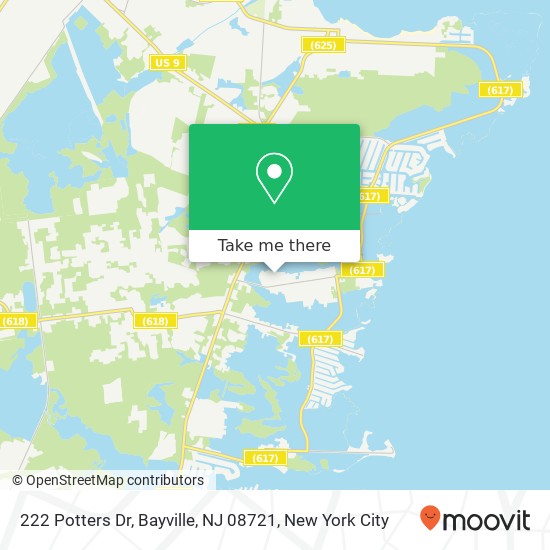 Mapa de 222 Potters Dr, Bayville, NJ 08721