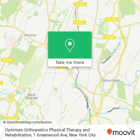 Mapa de Optimum Orthopedics Physical Therapy and Rehabilitation, 1 Greenwood Ave