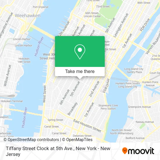 Tiffany Street Clock at 5th Ave. map