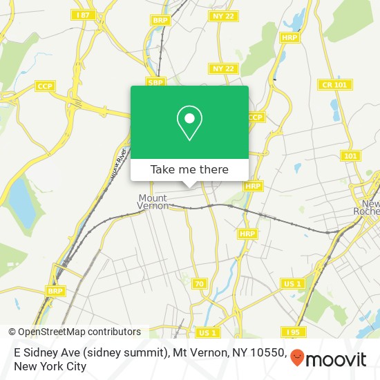 Mapa de E Sidney Ave (sidney summit), Mt Vernon, NY 10550