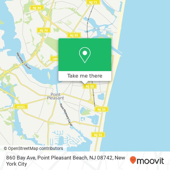 Mapa de 860 Bay Ave, Point Pleasant Beach, NJ 08742