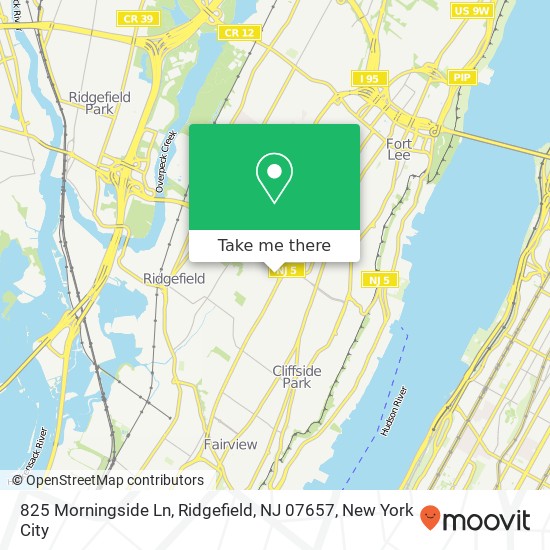 Mapa de 825 Morningside Ln, Ridgefield, NJ 07657