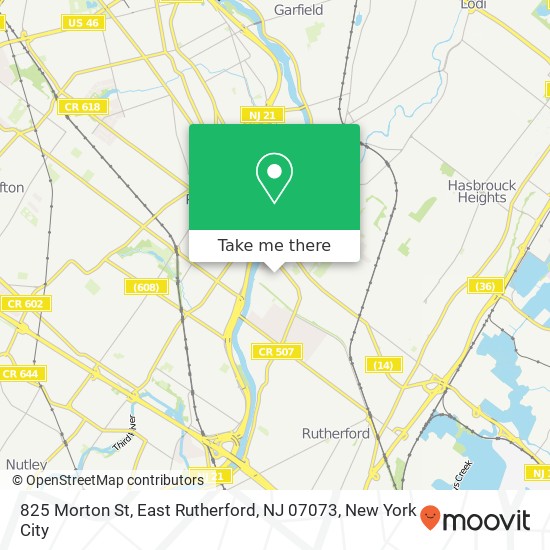 Mapa de 825 Morton St, East Rutherford, NJ 07073