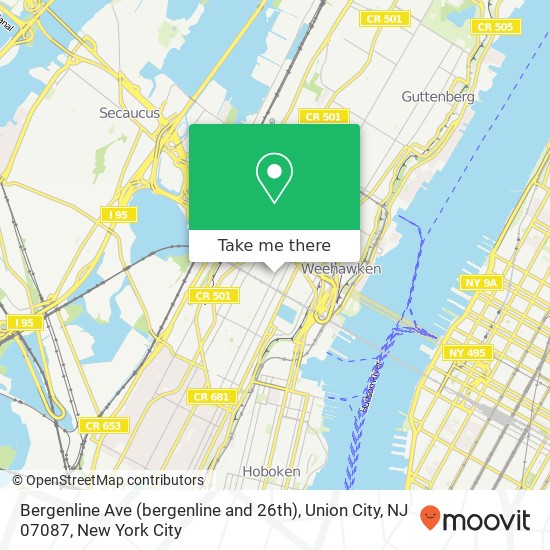 Mapa de Bergenline Ave (bergenline and 26th), Union City, NJ 07087