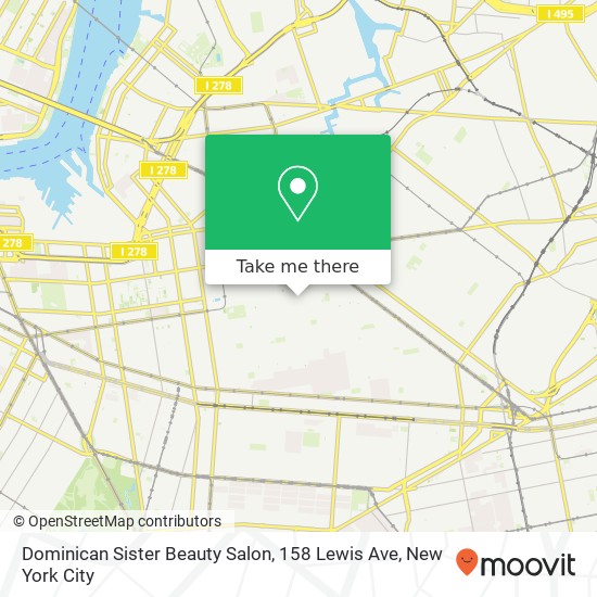Mapa de Dominican Sister Beauty Salon, 158 Lewis Ave