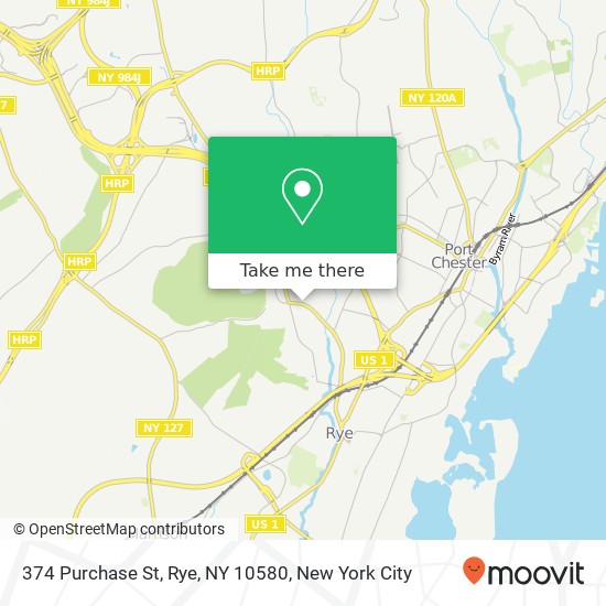 Mapa de 374 Purchase St, Rye, NY 10580