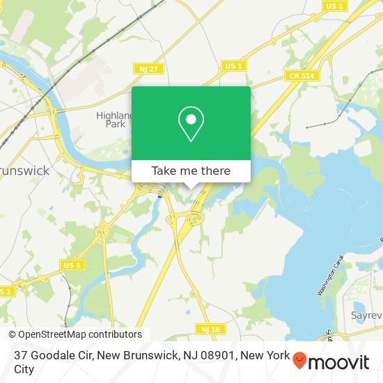 Mapa de 37 Goodale Cir, New Brunswick, NJ 08901