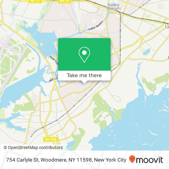 Mapa de 754 Carlyle St, Woodmere, NY 11598