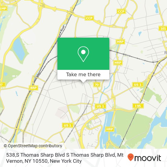 Mapa de 538,S Thomas Sharp Blvd S Thomas Sharp Blvd, Mt Vernon, NY 10550