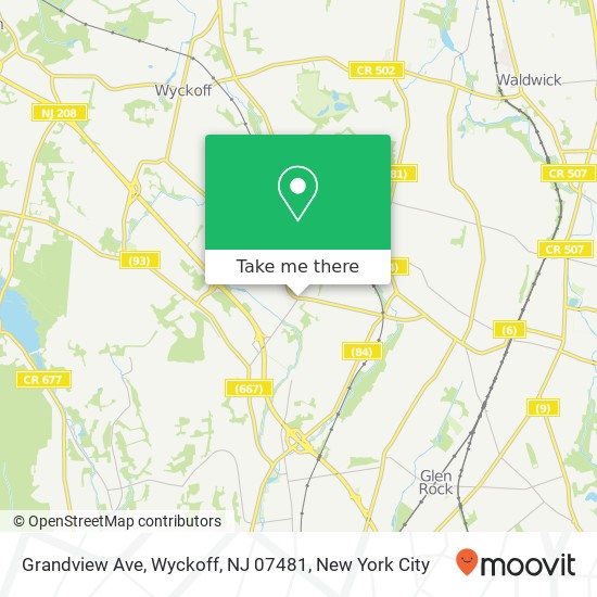 Mapa de Grandview Ave, Wyckoff, NJ 07481