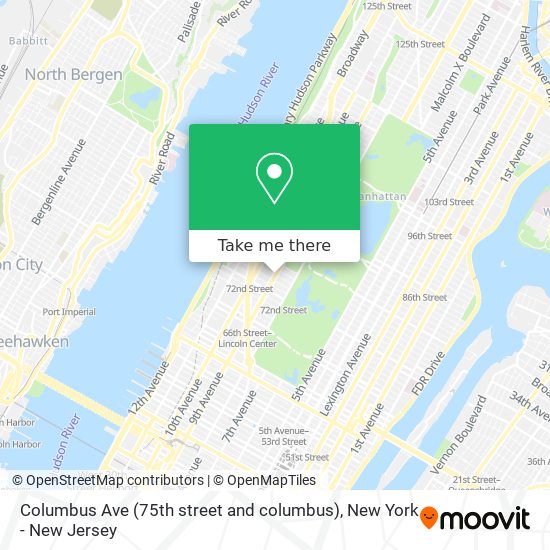 Columbus Ave (75th street and columbus) map