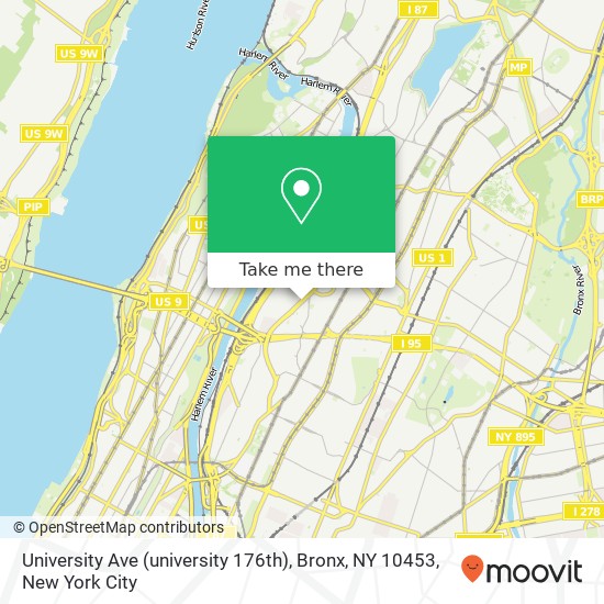 Mapa de University Ave (university 176th), Bronx, NY 10453
