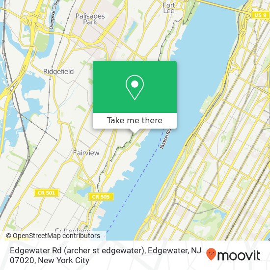 Mapa de Edgewater Rd (archer st edgewater), Edgewater, NJ 07020