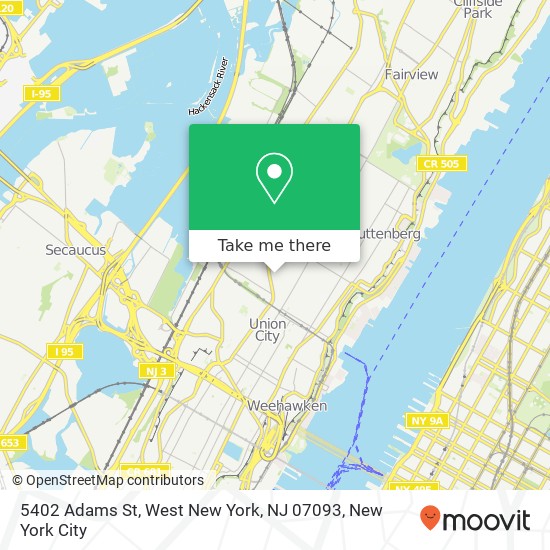 Mapa de 5402 Adams St, West New York, NJ 07093