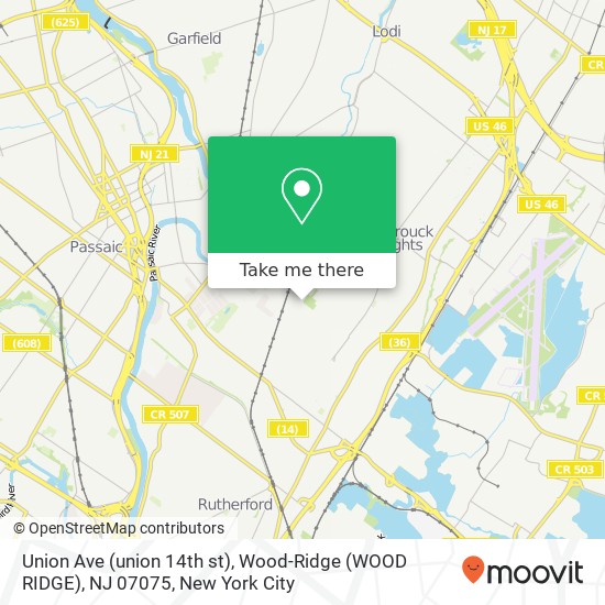 Union Ave (union 14th st), Wood-Ridge (WOOD RIDGE), NJ 07075 map