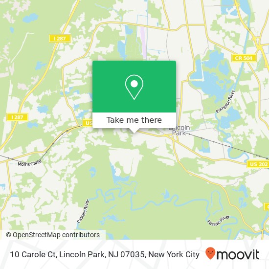 Mapa de 10 Carole Ct, Lincoln Park, NJ 07035