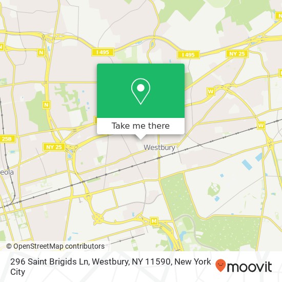 Mapa de 296 Saint Brigids Ln, Westbury, NY 11590