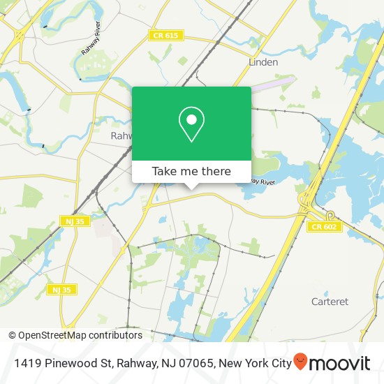 Mapa de 1419 Pinewood St, Rahway, NJ 07065