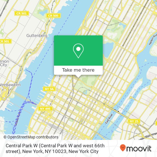 Mapa de Central Park W (Central Park W and west 66th street), New York, NY 10023