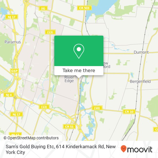 Mapa de Sam's Gold Buying Etc, 614 Kinderkamack Rd