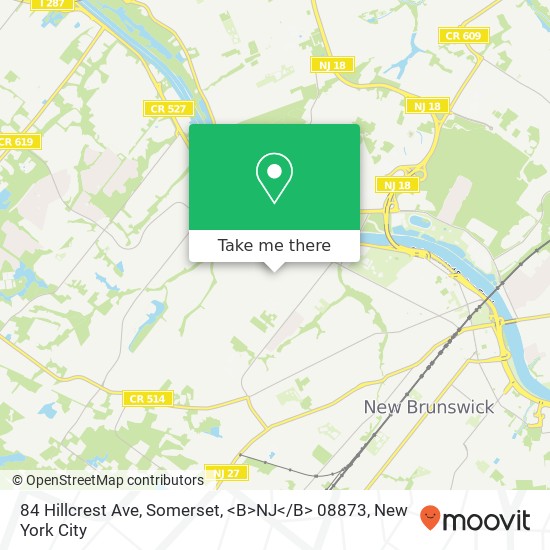 Mapa de 84 Hillcrest Ave, Somerset, <B>NJ< / B> 08873