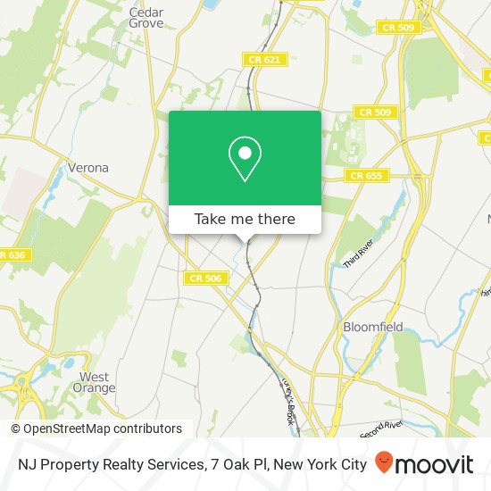 Mapa de NJ Property Realty Services, 7 Oak Pl